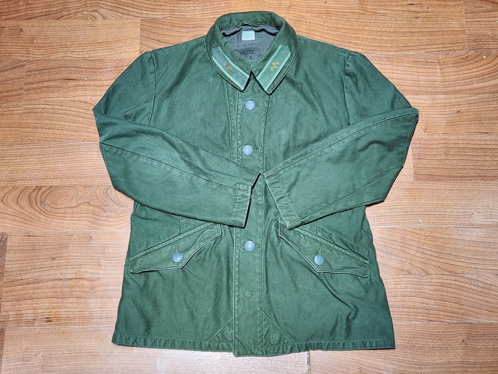 Vintage 70s Army Military Navy Green Coat Jacket 1970 Pockets Lined Officer Smal